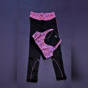 *NWOT*Bebe Sport 2-PC Blk/Laser Print Bra Top & Leggings - XS/Petites